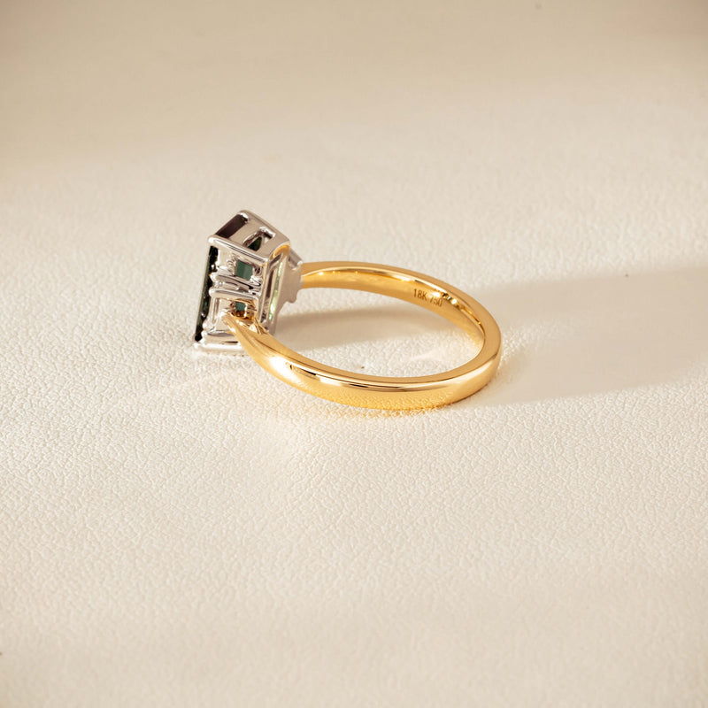 18ct Yellow Gold 2.35ct Green Sapphire Diamond Odyssey Ring
