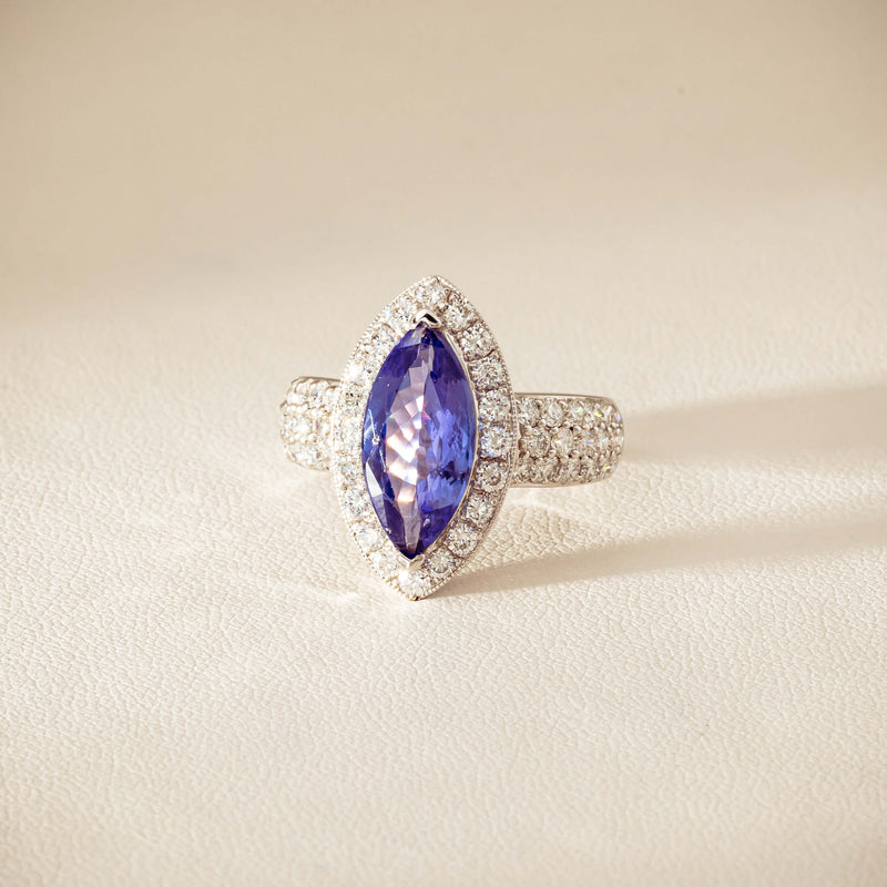 Deja Vu 18ct White Gold 2.20ct Tanzanite & Diamond Ring