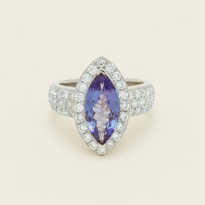 Deja Vu 18ct White Gold 2.20ct Tanzanite & Diamond Ring