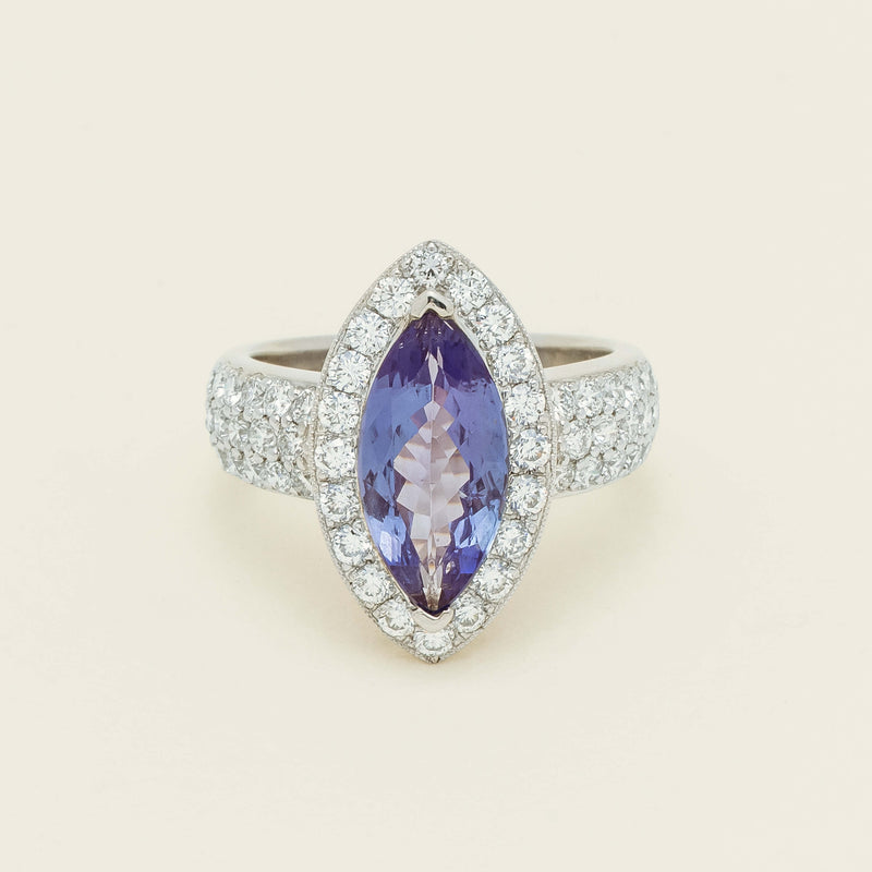 Deja Vu 18ct White Gold 2.20ct Tanzanite & Diamond Ring