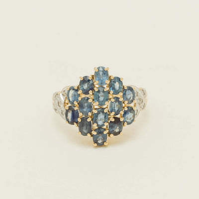 Deja Vu 9ct Yellow Gold 2.10ct Sapphire Cluster Ring - Ring - Walker & Hall
