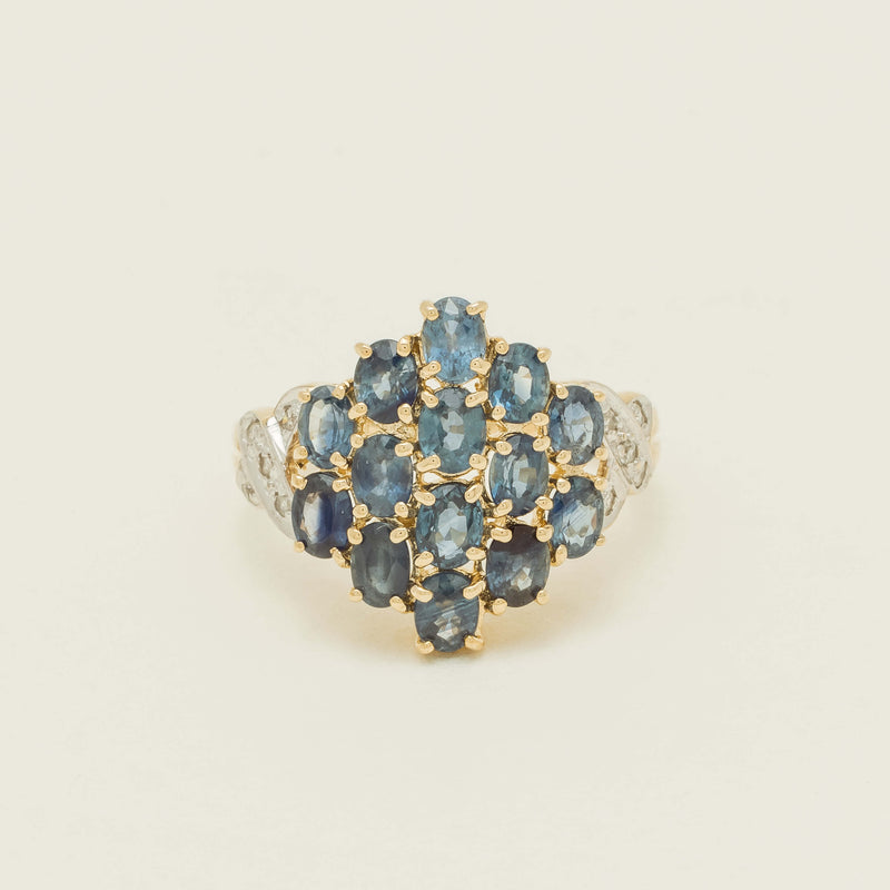 Deja Vu 9ct Yellow Gold 2.10ct Sapphire Cluster Ring - Ring - Walker & Hall