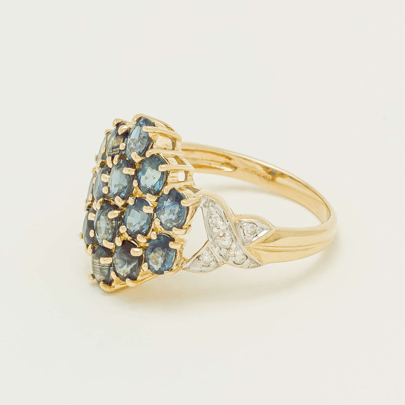 Deja Vu 9ct Yellow Gold 2.10ct Sapphire Cluster Ring - Ring - Walker & Hall