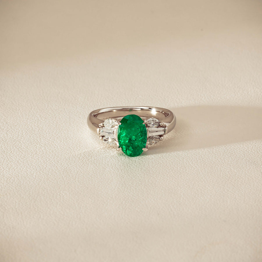 Deja Vu Platinum 1.67ct Emerald & Diamond Ring