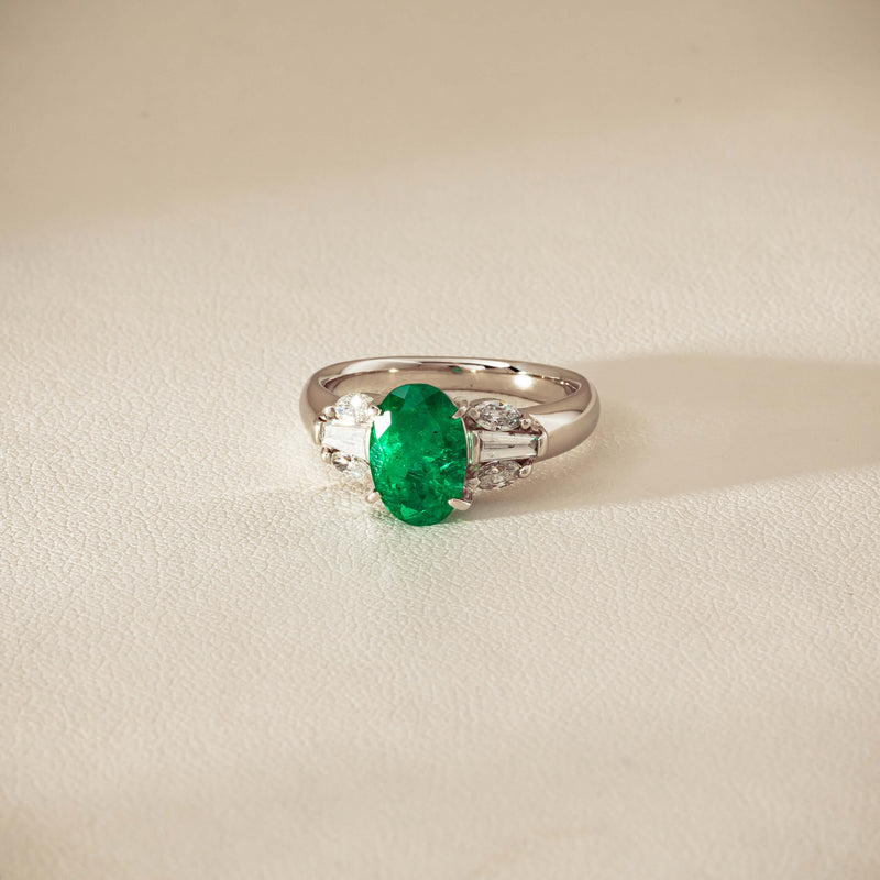 Deja Vu Platinum 1.67ct Emerald & Diamond Ring