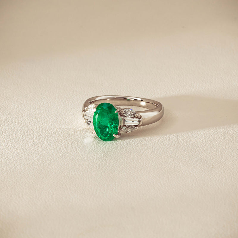 Deja Vu Platinum 1.67ct Emerald & Diamond Ring
