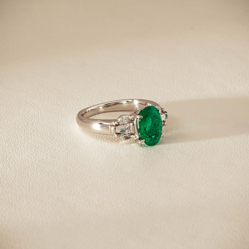 Deja Vu Platinum 1.67ct Emerald & Diamond Ring