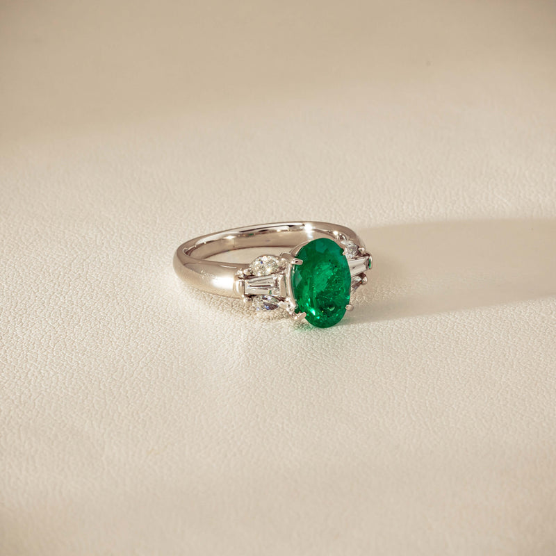 Deja Vu Platinum 1.67ct Emerald & Diamond Ring