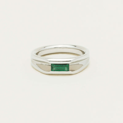 Deja Vu Platinum .32ct Faceted Emerald Ring