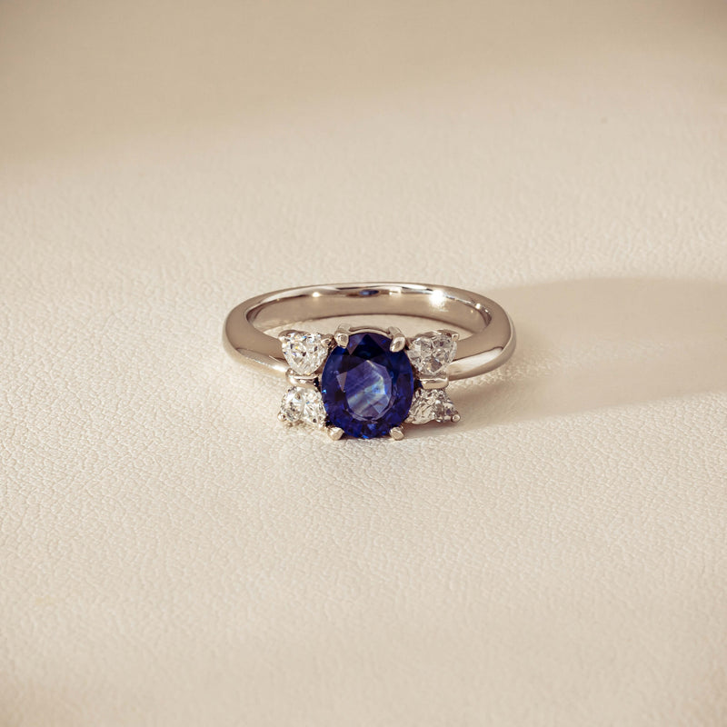 Deja Vu Platinum 1.49ct Oval Sapphire & Diamond Ring