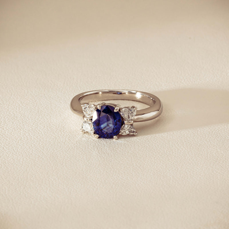 Deja Vu Platinum 1.49ct Oval Sapphire & Diamond Ring