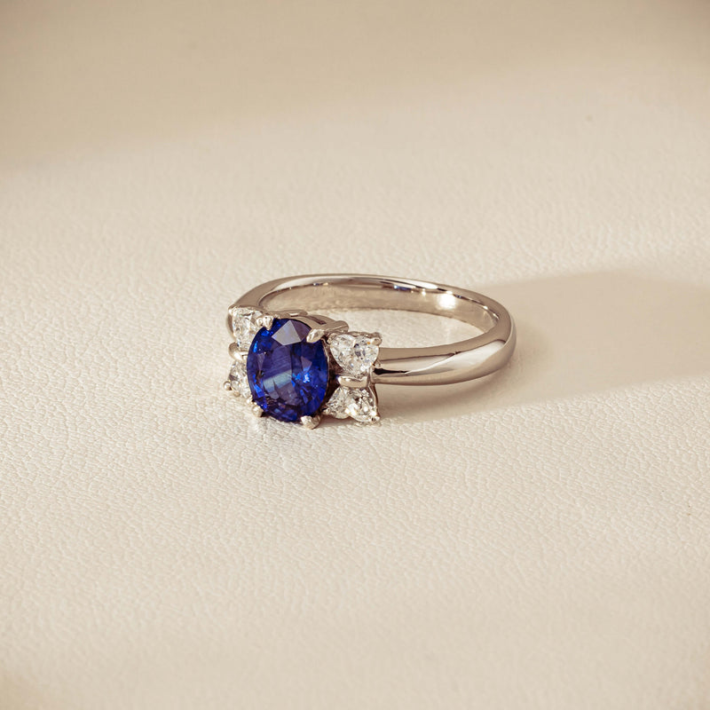 Deja Vu Platinum 1.49ct Oval Sapphire & Diamond Ring