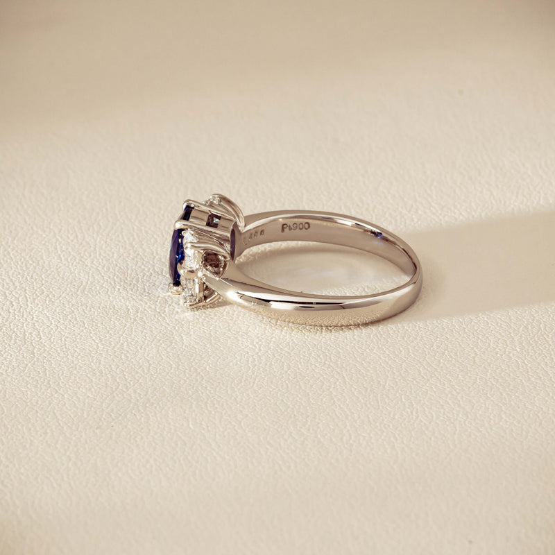 Deja Vu Platinum 1.49ct Oval Sapphire & Diamond Ring