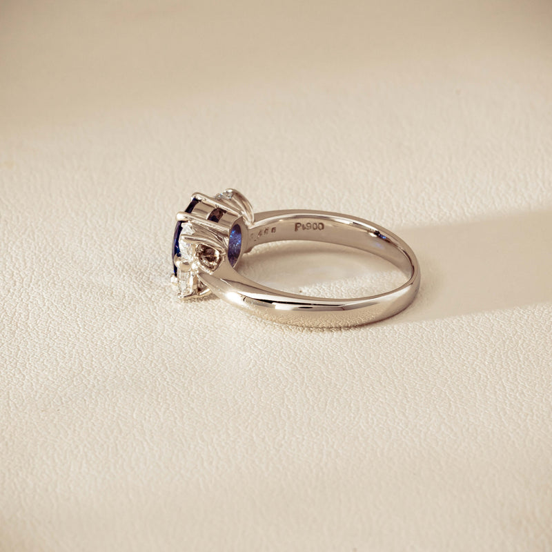 Deja Vu Platinum 1.49ct Oval Sapphire & Diamond Ring