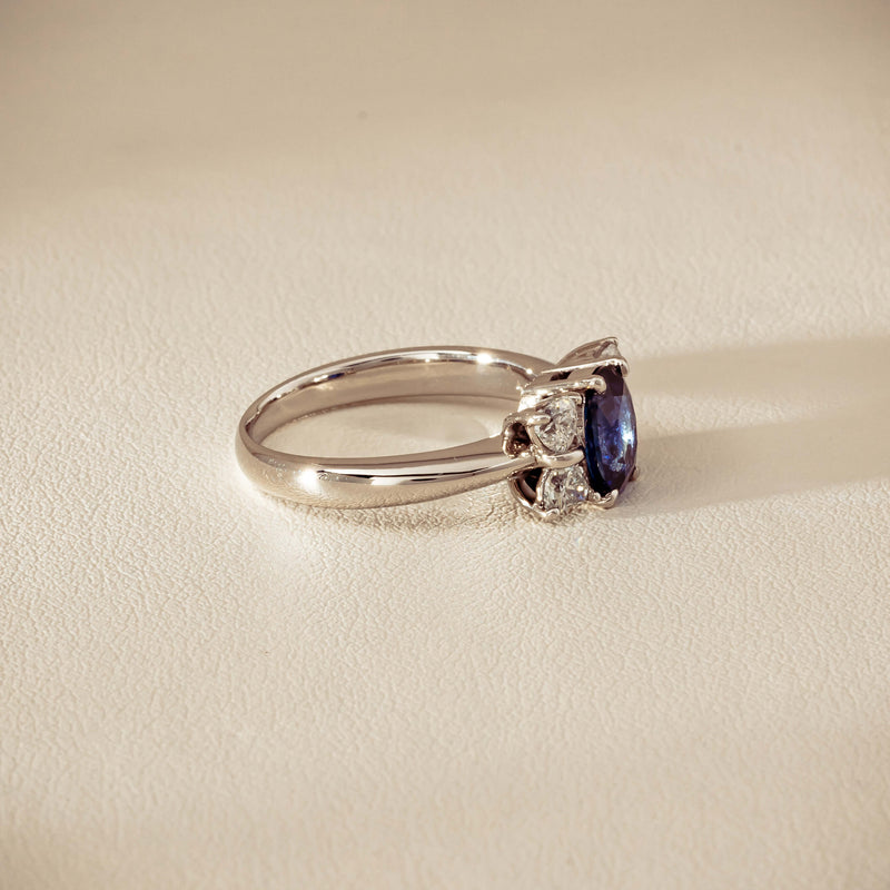 Deja Vu Platinum 1.49ct Oval Sapphire & Diamond Ring