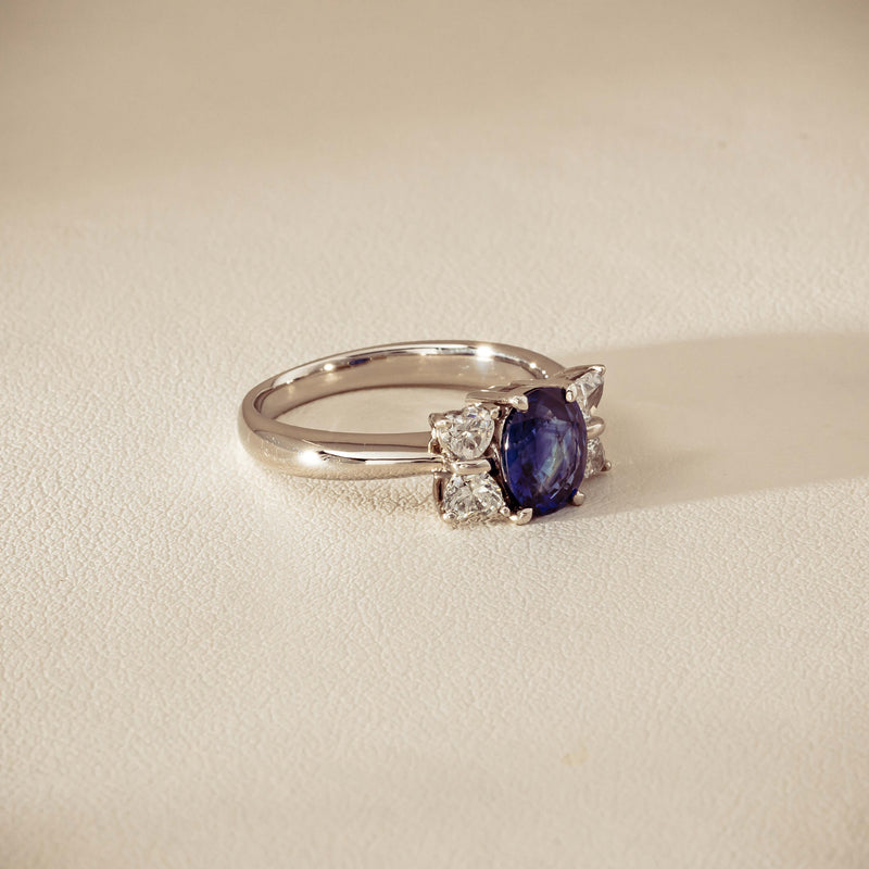Deja Vu Platinum 1.49ct Oval Sapphire & Diamond Ring