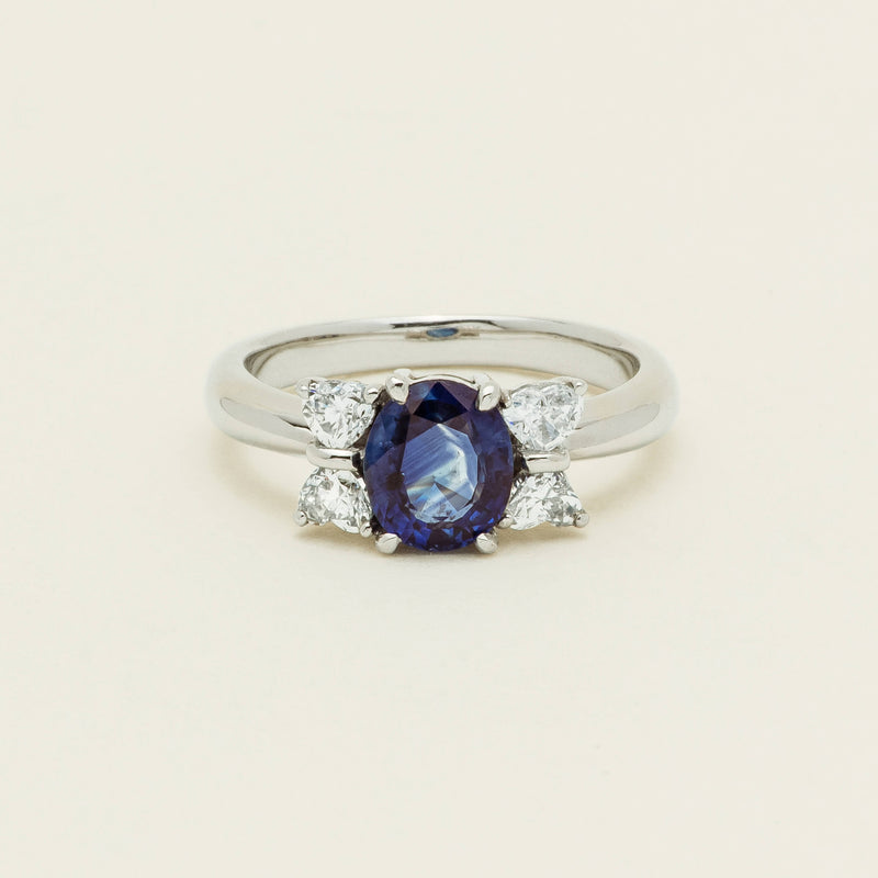 Deja Vu Platinum 1.49ct Oval Sapphire & Diamond Ring