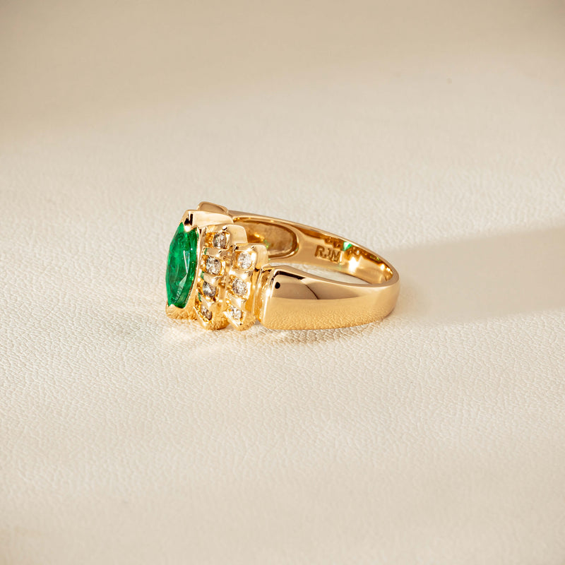 Deja Vu 14ct Marquise Emerald & Diamond Ring - Ring - Walker & Hall