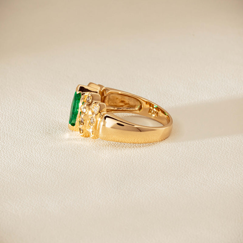 Deja Vu 14ct Marquise Emerald & Diamond Ring - Ring - Walker & Hall