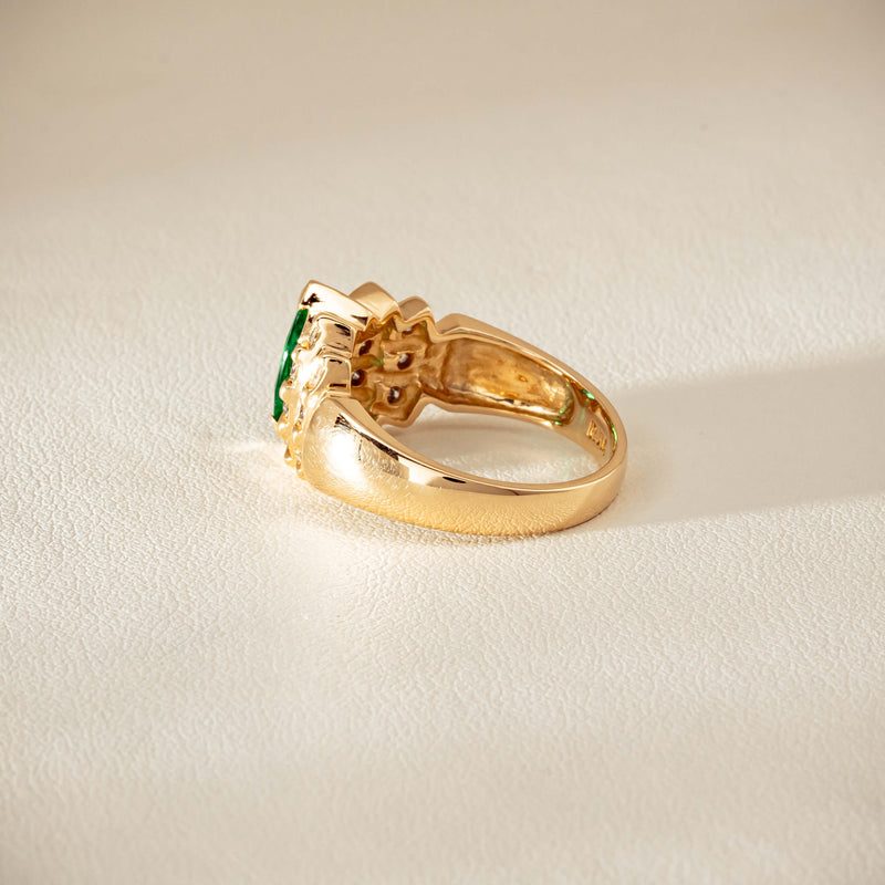 Deja Vu 14ct Marquise Emerald & Diamond Ring - Ring - Walker & Hall