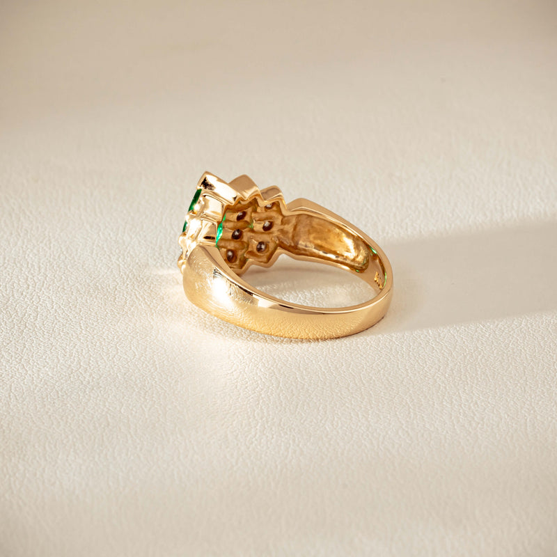 Deja Vu 14ct Marquise Emerald & Diamond Ring - Ring - Walker & Hall