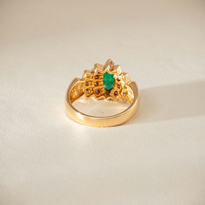 Deja Vu 14ct Marquise Emerald & Diamond Ring - Ring - Walker & Hall