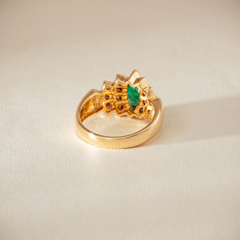 Deja Vu 14ct Marquise Emerald & Diamond Ring - Ring - Walker & Hall