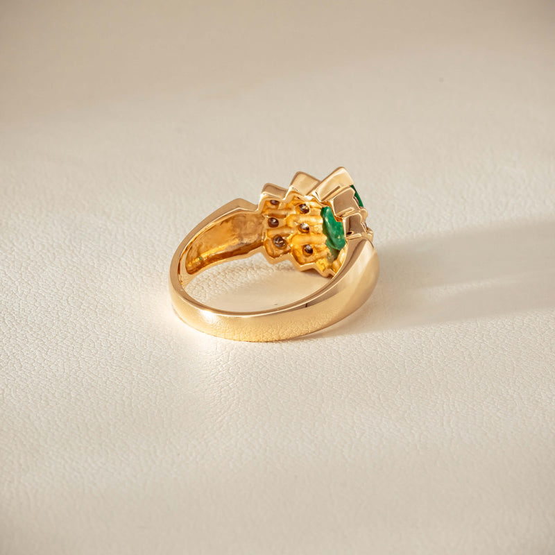 Deja Vu 14ct Marquise Emerald & Diamond Ring - Ring - Walker & Hall
