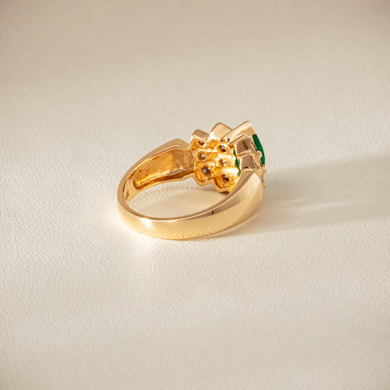Deja Vu 14ct Marquise Emerald & Diamond Ring - Ring - Walker & Hall