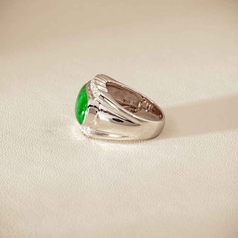 Deja Vu 18ct White Gold Jade & Diamond Ring - Ring - Walker & Hall