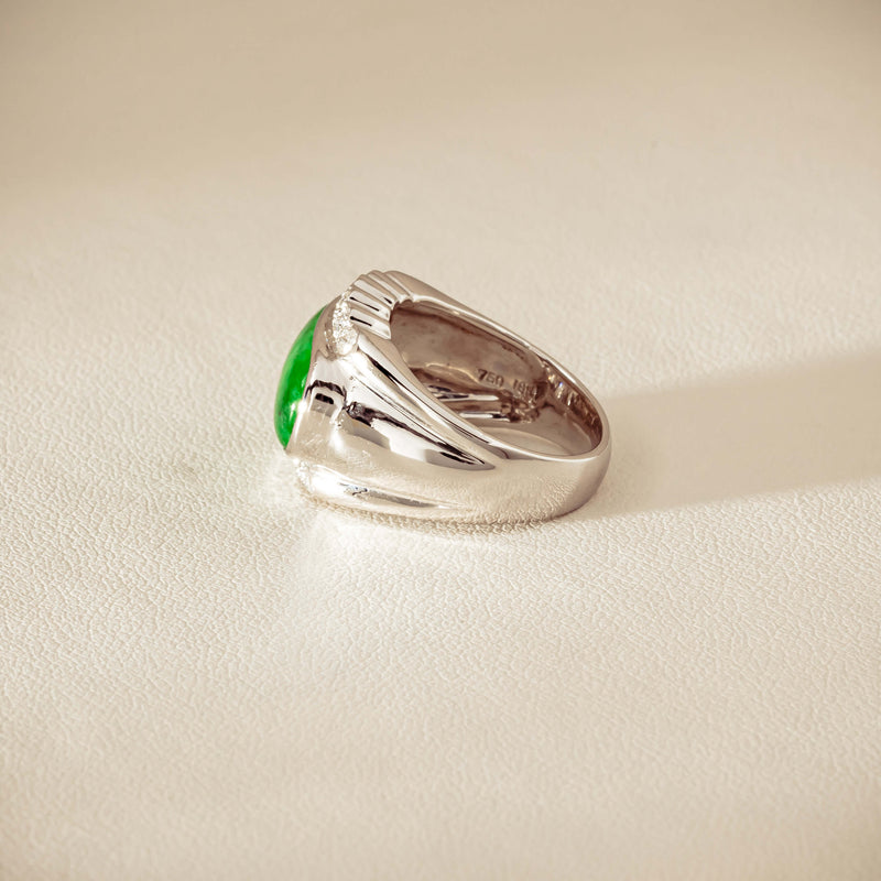 Deja Vu 18ct White Gold Jade & Diamond Ring - Ring - Walker & Hall