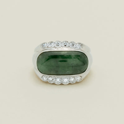Deja Vu 18ct White Gold Jade & Diamond Ring - Ring - Walker & Hall