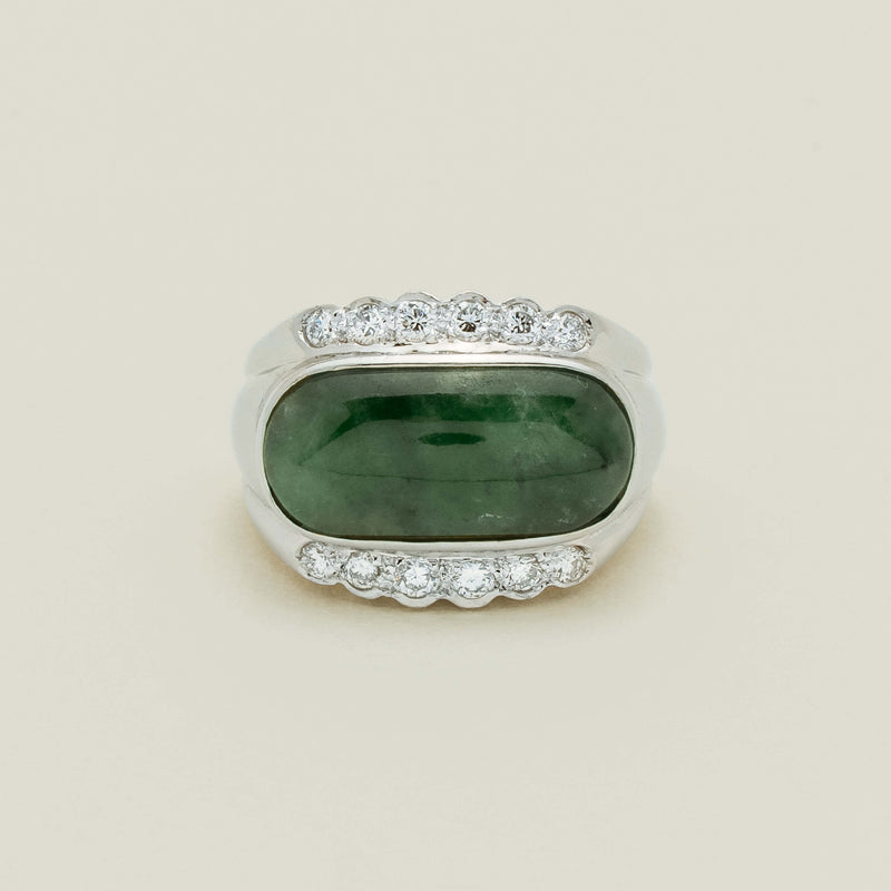Deja Vu 18ct White Gold Jade & Diamond Ring - Ring - Walker & Hall