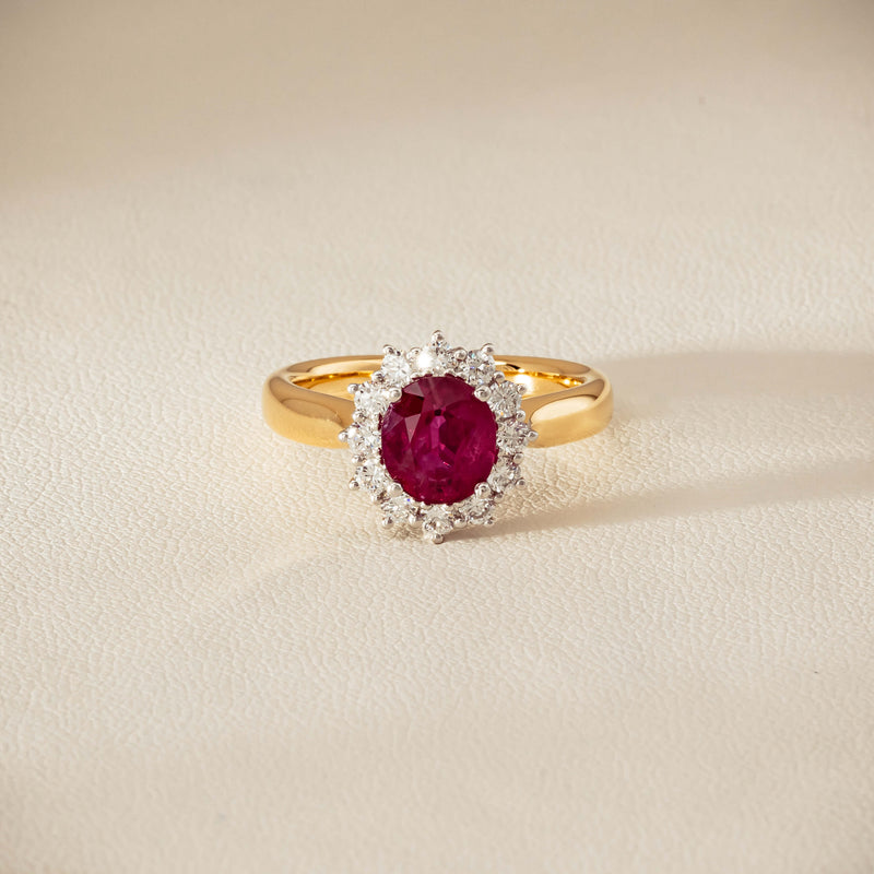 18ct Yellow Gold 2.01ct Ruby & Diamond Belle Ring