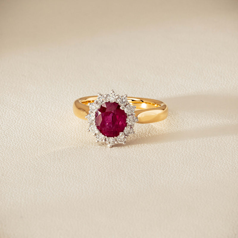 18ct Yellow Gold 2.01ct Ruby & Diamond Belle Ring