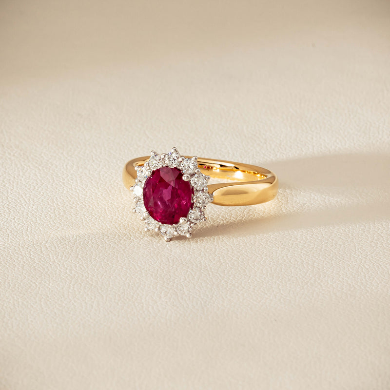18ct Yellow Gold 2.01ct Ruby & Diamond Belle Ring