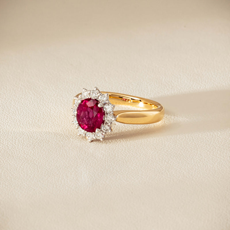18ct Yellow Gold 2.01ct Ruby & Diamond Belle Ring