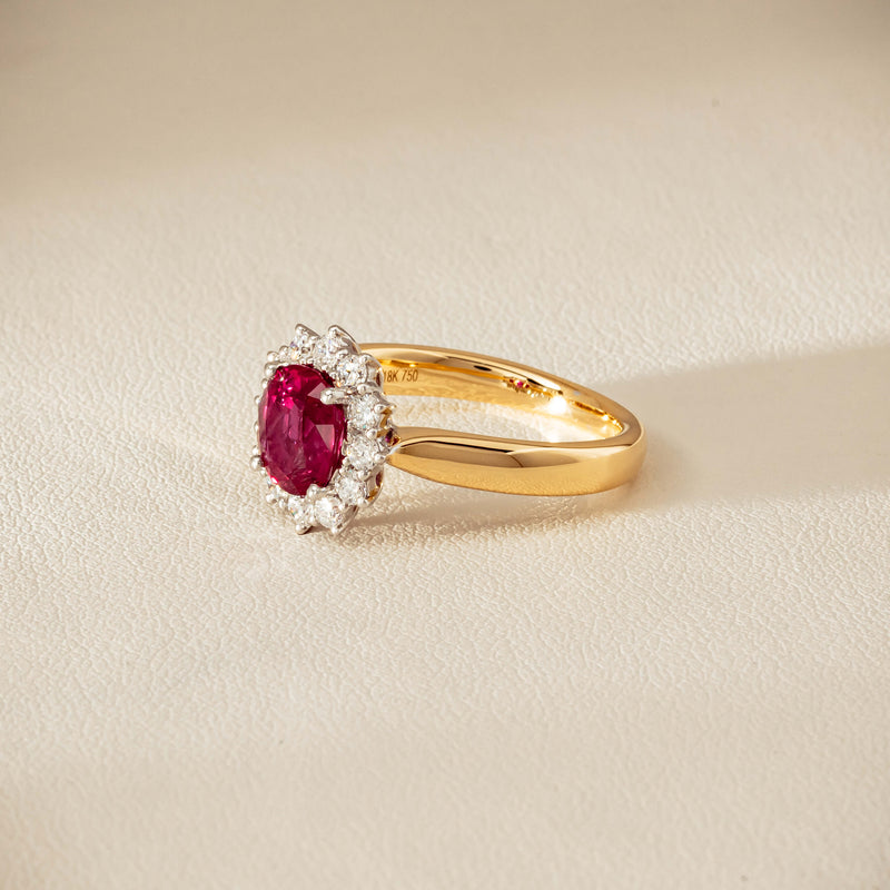18ct Yellow Gold 2.01ct Ruby & Diamond Belle Ring