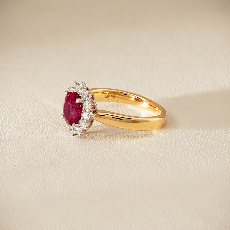 18ct Yellow Gold 2.01ct Ruby & Diamond Belle Ring