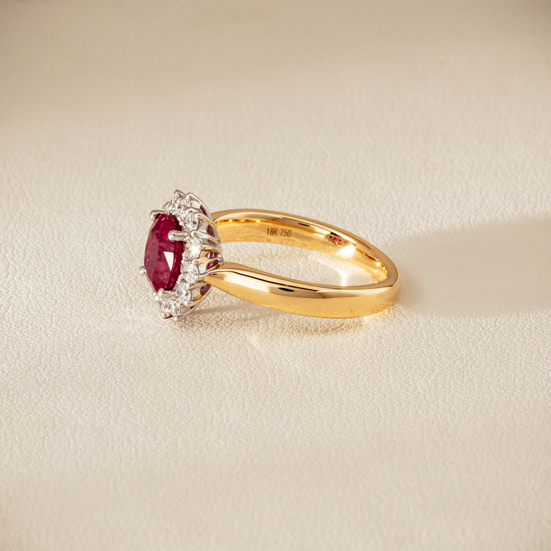 18ct Yellow Gold 2.01ct Ruby & Diamond Belle Ring