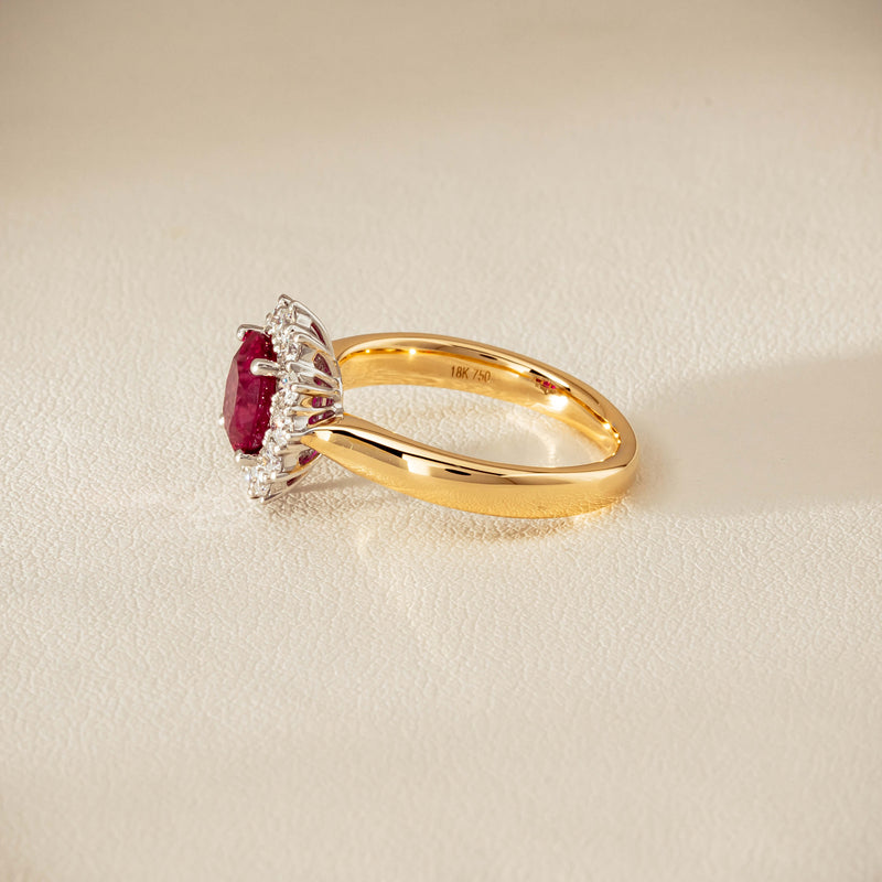 18ct Yellow Gold 2.01ct Ruby & Diamond Belle Ring