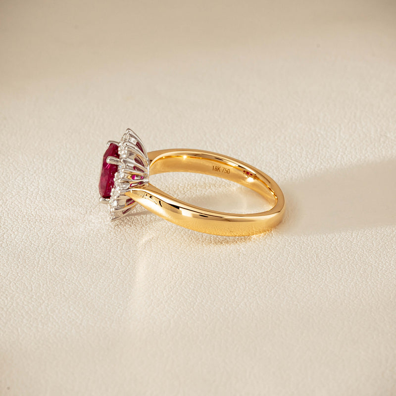 18ct Yellow Gold 2.01ct Ruby & Diamond Belle Ring