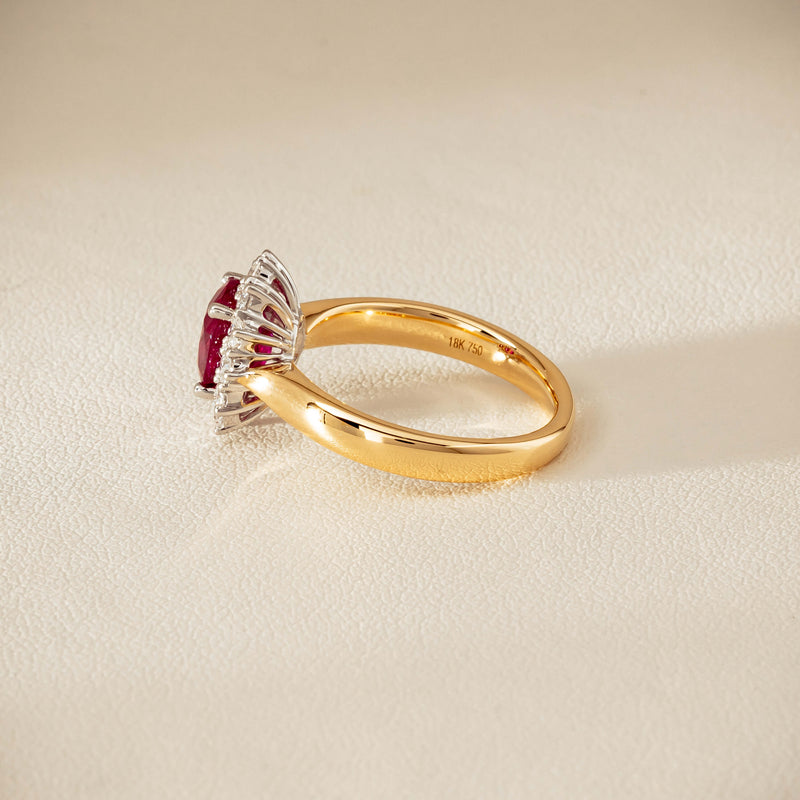 18ct Yellow Gold 2.01ct Ruby & Diamond Belle Ring