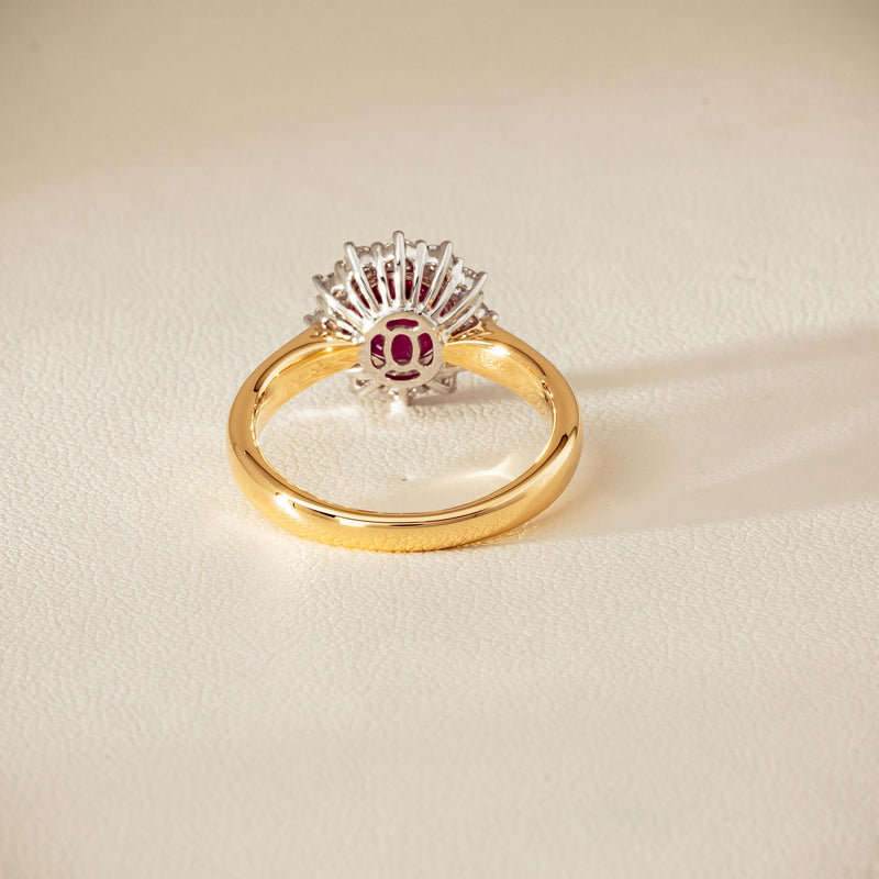 18ct Yellow Gold 2.01ct Ruby & Diamond Belle Ring