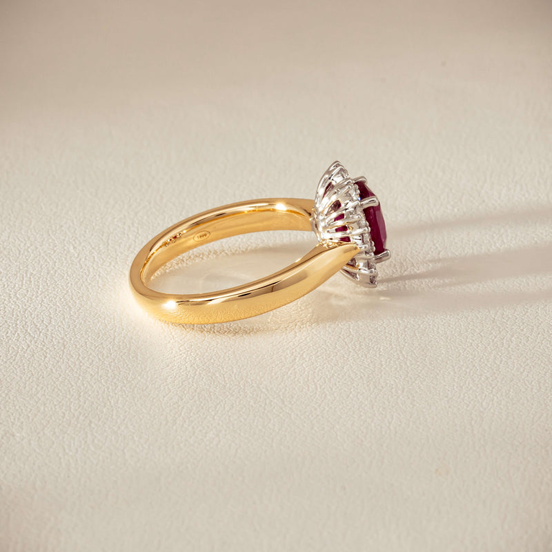 18ct Yellow Gold 2.01ct Ruby & Diamond Belle Ring