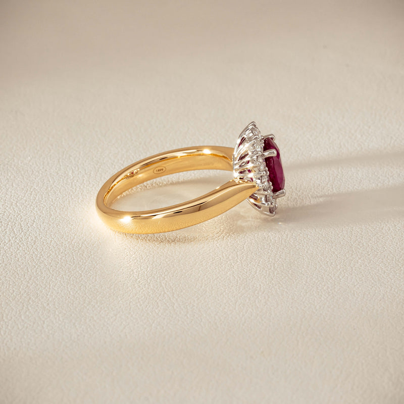 18ct Yellow Gold 2.01ct Ruby & Diamond Belle Ring