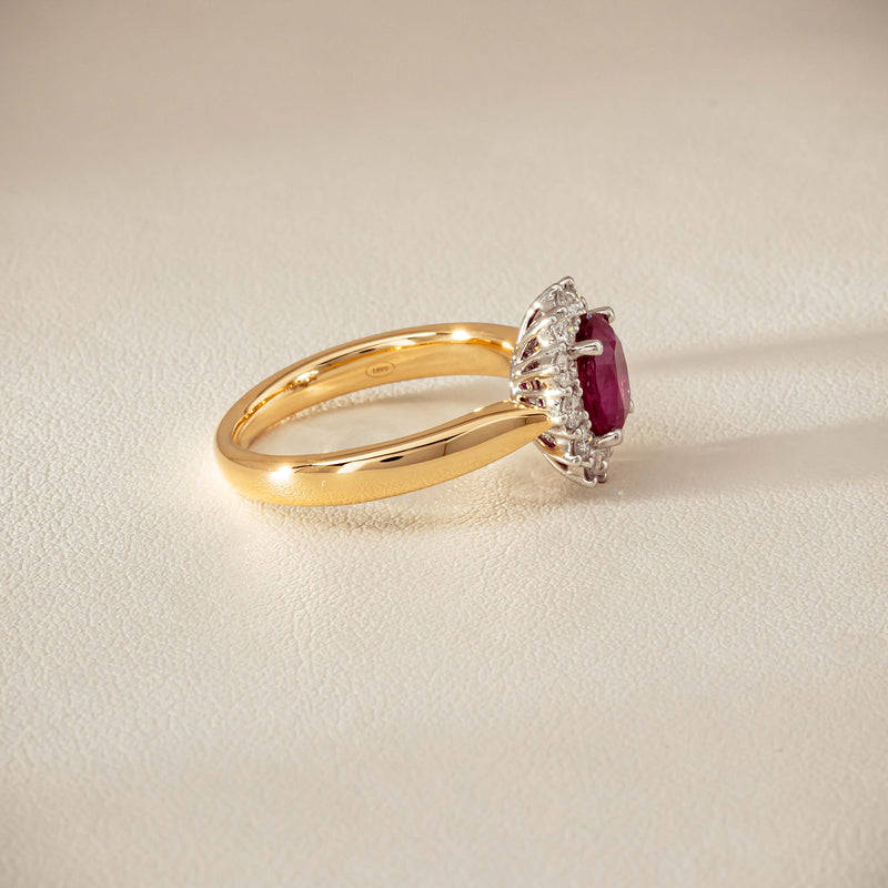 18ct Yellow Gold 2.01ct Ruby & Diamond Belle Ring