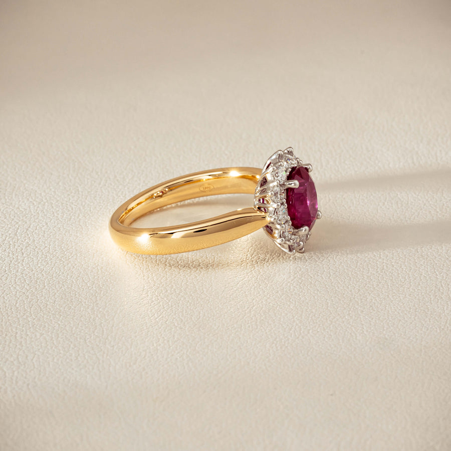18ct Yellow Gold 2.01ct Ruby & Diamond Belle Ring