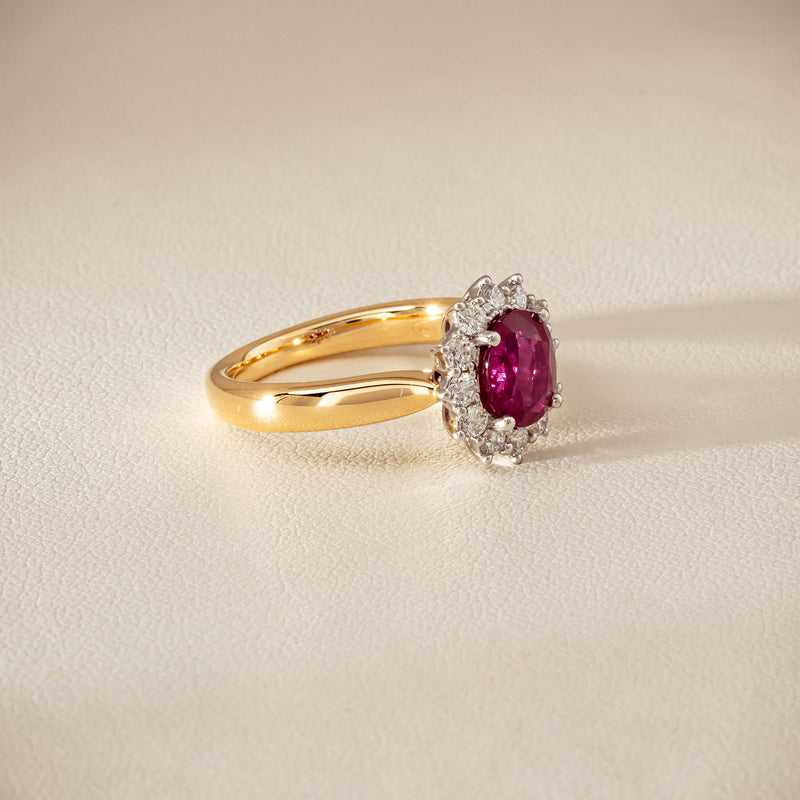 18ct Yellow Gold 2.01ct Ruby & Diamond Belle Ring