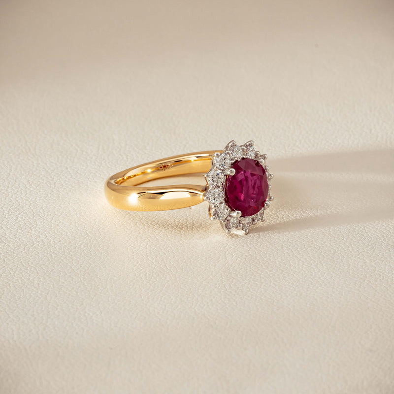 18ct Yellow Gold 2.01ct Ruby & Diamond Belle Ring
